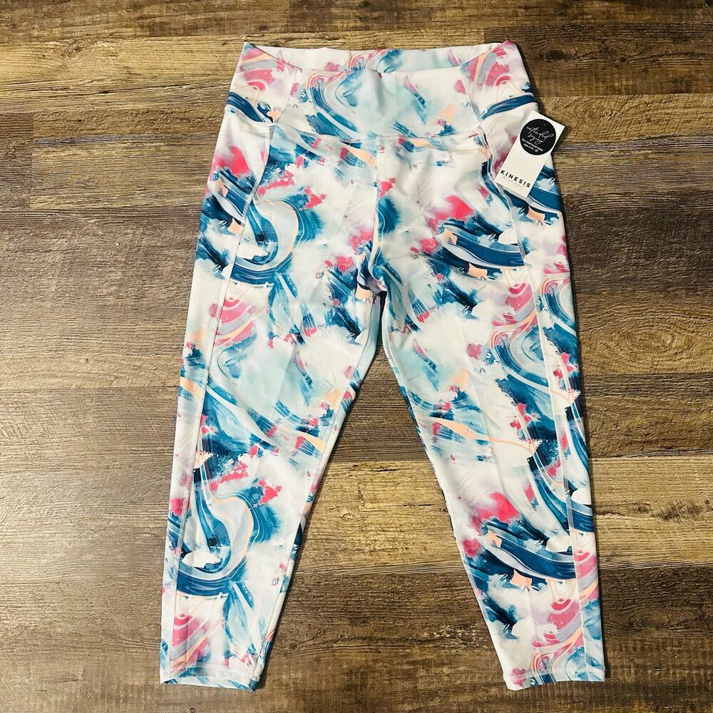 Kinesis Womens Multicolor Tie Dye Stretch Mid Rise Elastic Waist Leggings 2X NWT